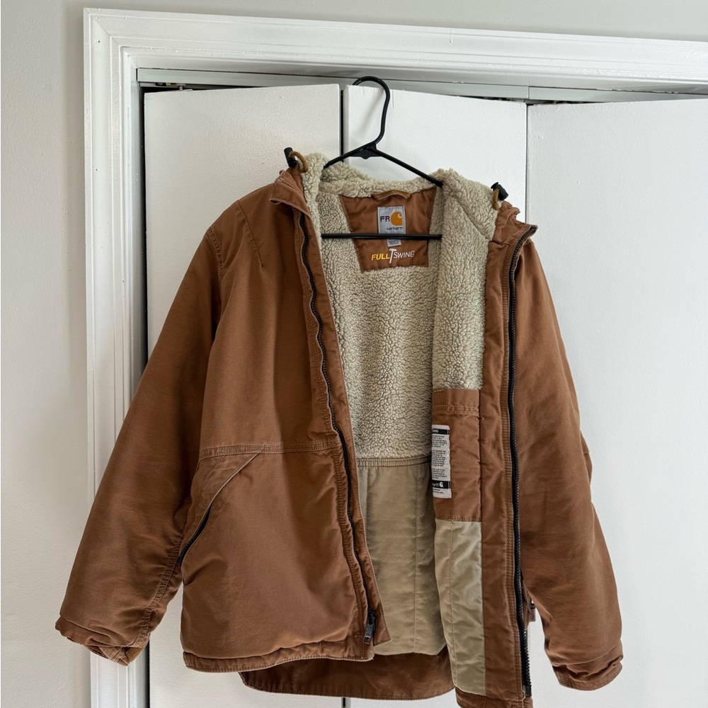 Carhartt XL Brown Sherpa-Lined Work Jacket